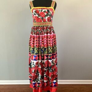 Graphic Floral Maxi Dress with Yellow Accents